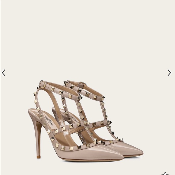Valentino PATENT ROCKSTUD CAGED PUMP 100MM Rockstud Heels poudre（brand new） - Picture 1 of 7